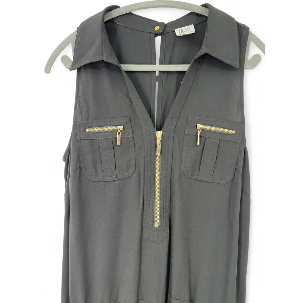 CACHE | M | Shorts sleeveless romper jumpsuit One Piece gold-toned hardware - Picture 2 of 9